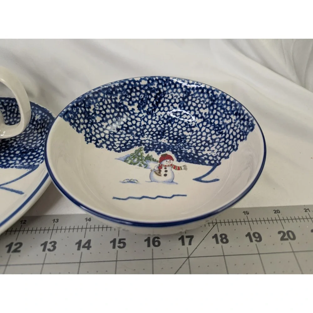 Thomson Pottery Snowman Plate Bowl Mug Lot Snow‎ Winter